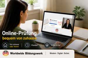 Teilnehmer absolviert die Deutsch Prüfung online