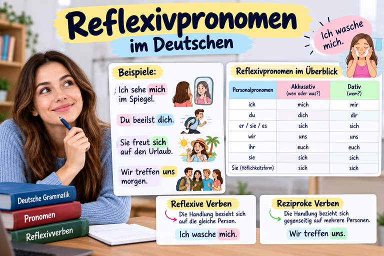 Reflexivpronomen im Deutschen mit Akkusativ und Dativ