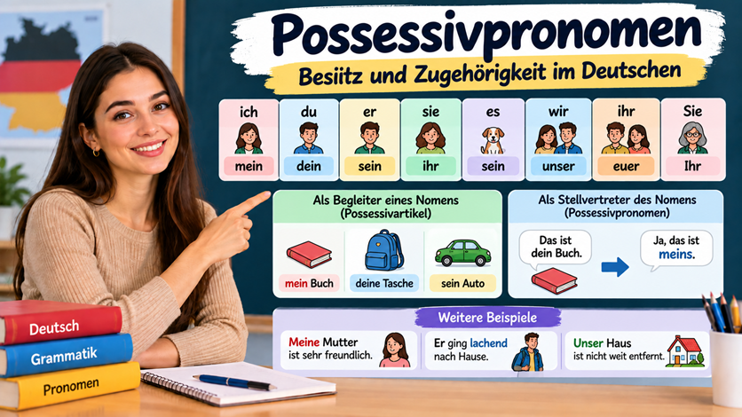 Possessivpronomen im Deutschen mit mein, dein, sein und ihr