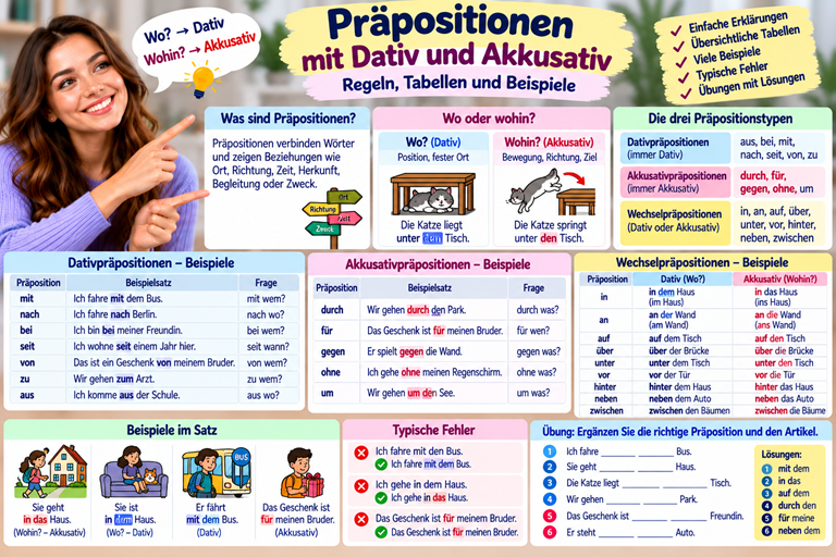 Präpositionen mit Dativ und Akkusativ im Deutschen