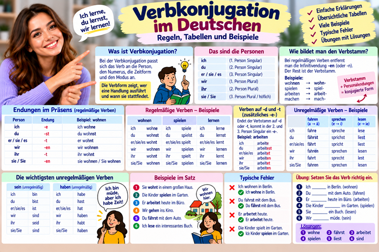 Verbkonjugation im Deutschen am Beispiel wohnen