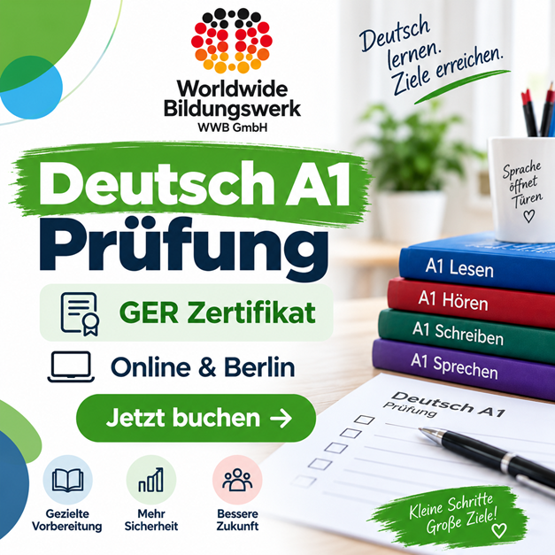 Deutsch A1 Prüfung mit GER-Zertifikat online und in Berlin