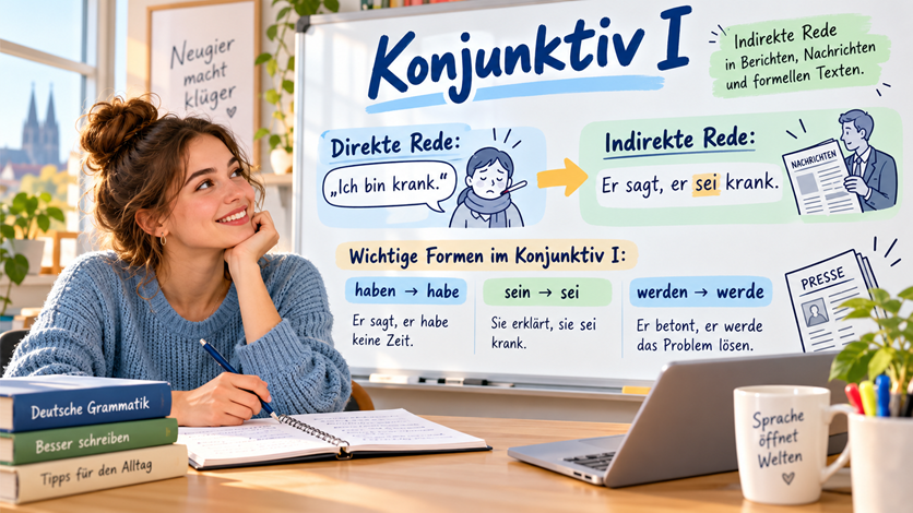 Konjunktiv I im Deutschen mit Beispielen zur indirekten Rede