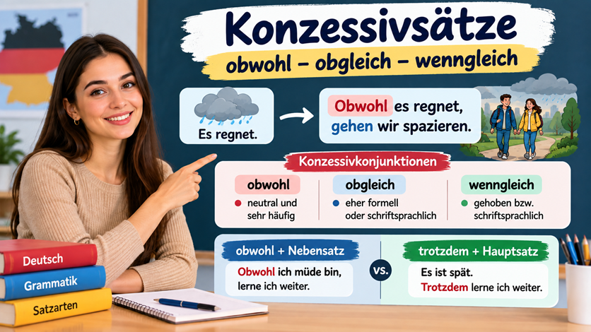 Konzessivsätze im Deutschen mit obwohl, obgleich und wenngleich